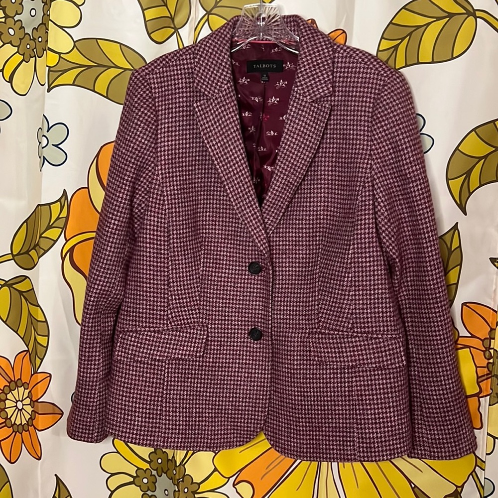 B23 NWOT Talbots Shetland Wool Houndstooth Blazer (Sz. 12)